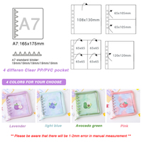 A5/A7/A8 Paillettes PVC Classeur à Feuilles Mobiles Planificateur 6 Anneaux et Mini 3 Anneaux Couverture de Carnet en Plastique avec Bords en Tissu Album Photo