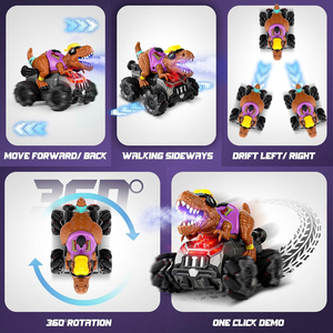 Voiture télécommandée dinosaure rechargeable avec lumières, musique et pulvérisation, véhicule électrique tout-terrain pour enfants, idéal pour l'intérieur et l'extérieur, cadeau d'anniversaire - Product Image 4