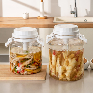 Pickling Jar Food Grade Plastic Cylinder With Handle Airtight Seal For Vegetables And Chili Sauce Size L - Product Image 4