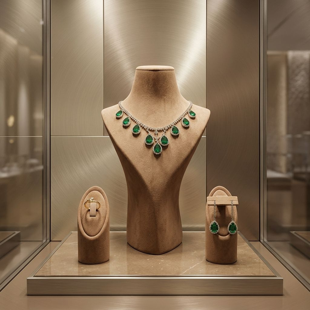 RZ Luxury Jewelry Display Set, Store Display Cabinets & Counters, Display Stands for Rings, Necklaces & Earrings