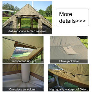 Tente de glamping de luxe portable quatre saisons résistante aux UV, installation rapide, 6,3 mètres carrés, imperméable, en coton Oxford TC gonflable - Product Image 4