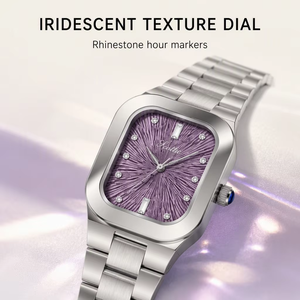 Scottie 9743B Luxury <strong>Rectangle</strong> Iridescent Texture Design Women's Quartz Solid Stainless Steel Band 3ATM Waterproof Fashion <strong>Watch</strong> - Product Image 6