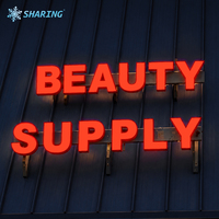 Enseigne lumineuse LED 3D personnalisée en acrylique rouge pour extérieur, à monter sur poteau, pour devanture de magasin de détail