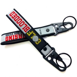 Promotion Gift Brand Logo <b>Custom</b> Woven Tag Embroidery Keychain Lanyards Chain <b>Key</b> Strap - Product Image 4