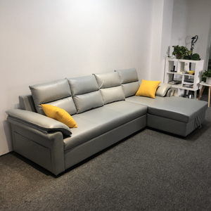 Conjunto de sofás en forma de <span class=keywords><strong>L</strong></span> de Diseño Europeo, muebles para el hogar, uso de apartamento, almacenamiento de cuero con cargador USB, sofá <span class=keywords><strong>cama</strong></span> plegable - Product Image 2