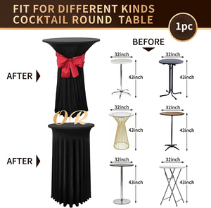 Jupe de table de Cocktail de couleur noire et blanche, couverture de table ronde élastique, hôtel de mariage, banquet en plein air, <span class=keywords><strong>nappe</strong></span> en spandex de 30 pouces - Product Image 3