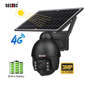 SECTEC GSM 4G SIM Card 3MP 4MP IP Camera WIFI Solar Panel Battery Security Camera Waterproof Outdoor PTZ CCTV Camera