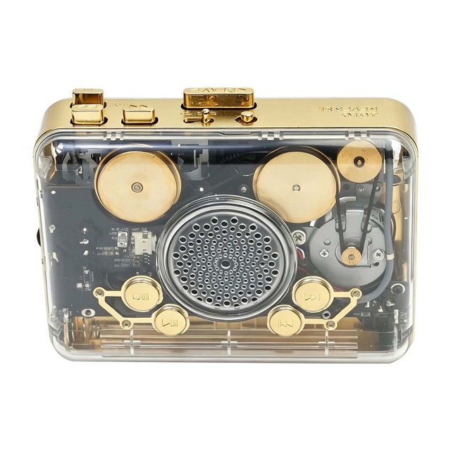 Transparent Copper Wheel Portable MP3 Player USB Drive & Stereo Tape Recorder Auto Reverse ABS Material 2 AA Batteries DC 3V