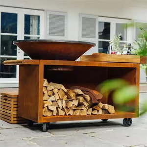 Grand brasero rectangulaire d'extérieur en acier Corten pour barbecue - Product Image 2