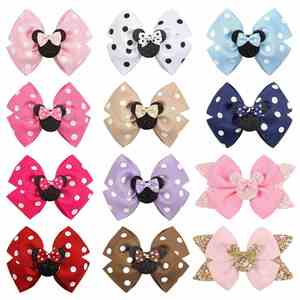 Pasador de Pelo con Lazo de Acrílico con Puntos y Lentejuelas de 5cm para Niñas, Accesorios para el Cabello con Diseño de Mickey Mouse para Fiestas - Product Image 6