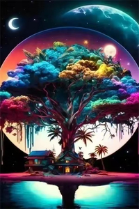 Moderno astratto <span class=keywords><strong>albero</strong></span> della <span class=keywords><strong>vita</strong></span> stile Art Deco paesaggio cosmico pittura a olio murale Deluxe decorazione per la casa per il soggiorno - Product Image 6