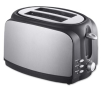 Grille-pain électrique automatique 2 tranches en acier inoxydable pour usage domestique avec fonctions de réchauffage et de décongélation
