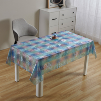 Nappe de table RNPT en PVC, motif arc-en-ciel, translucide, bleu rose, rectangulaire, pour la salle à manger à domicile