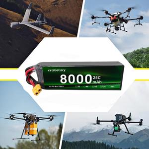 하이 퀄리티 8000mAh 25C <span class=keywords><strong>RC</strong></span> <span class=keywords><strong>Lipo</strong></span> 배터리 팩 22.2V 리튬 이온 드론 제조 업체의 저렴한 가격 6S 12S 14S 시리즈 - Product Image 4