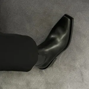 Stivali Oxford Black Knight Personalizzati OEM, Scarpe da Uomo Taglia 45, Punta Quadrata, Tacco Spesso, Stivaletti Unisex Stile Britannico - Product Image 4