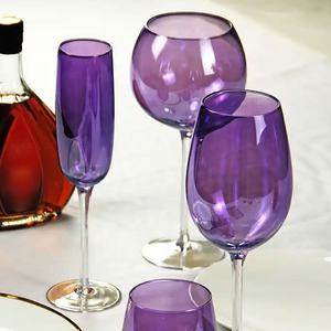 Ensemble de gobelets à vin blanc faits à la main en cristal sans plomb de luxe à pied violet rouge coloré pour <span class=keywords><strong>bar</strong></span> de fête de mariage - Product Image 5