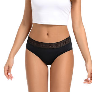 Pantalon menstruel en coton anti-fuite à quatre couches pour femmes européennes et américaines, slip <span class=keywords><strong>sexy</strong></span> en dentelle pour les hanches, slip de taille plus, pantalon de <span class=keywords><strong>tante</strong></span> solide - Product Image 4
