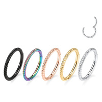Anneau clicker segmenté articulé sans soudure en acier inoxydable 316L doré/plaqué or pour nez, septum, hélix, boucles d'oreilles femme/homme