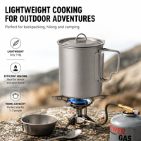 Pot de camping en titane de 900 ml, léger, en titane pur, avec couvercle, ustensiles de cuisine pour la randonnée en plein air, équipement de camping