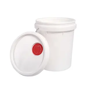 Empty Plastic Paint Pail 18L Liter Durable White Round Paint Bucket With Lid And Handle Tool