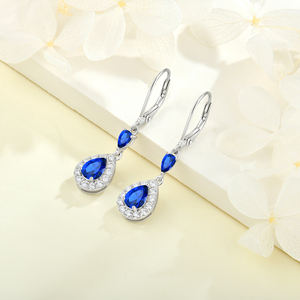 Grosir Pabrik anting-anting menjuntai menjuntai 925 perak murni anting-anting tuas belakang batu kelahiran dengan perhiasan zirkonia kubik 5A - Product Image 3