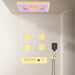 STOTS Pommeau de <span class=keywords><strong>douche</strong></span> thermostatique multifonctionnel <span class=keywords><strong>en</strong></span> laiton avec LED, effet pluie, massage, fonction pause, doux <span class=keywords><strong>et</strong></span> intelligent, pour salle de bain <span class=keywords><strong>et</strong></span> appartement - Product Image 1