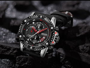 Nouvelle montre pour homme chronographe multifonctionnel en cuir véritable montre-bracelet à quartz sportive et élégante - Product Image 3