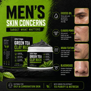 Mascarilla de Arcilla Clarificante, Elimina Puntos Negros, Equilibra la Grasa, Refina la Textura Áspera, Para Todo Tipo de Piel, Hombres, Mascarilla Refrescante de Arcilla de Té Verde - Product Image 2