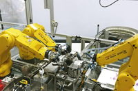 Robot industriel Fanuc LR Mate 200iD/7H 5 axes avec préhenseurs R-30ib Mate Plus à ventouses pour la préhension et le tri automatiques par IA