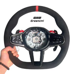 พวงมาลัยรถยนต์สไตล์สำหรับ <span class=keywords><strong>BMW</strong></span> M3/M4 CS ของแท้ Alcantara และคาร์บอนไฟเบอร์ - Product Image 2