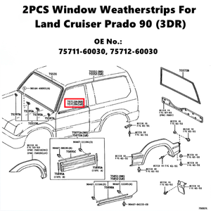 Joint <span class=keywords><strong>d</strong></span>'étanchéité <span class=keywords><strong>de</strong></span> <span class=keywords><strong>porte</strong></span>, garniture <span class=keywords><strong>de</strong></span> moulage <span class=keywords><strong>de</strong></span> pare-brise avant extérieur <span class=keywords><strong>pour</strong></span> Toyota Prado J90 J95 Land Cruiser LC90 LC95 1996-2002 - Product Image 2