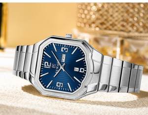 Reloj Reward Square Week para Hombre, Correa de Acero Sólido Simple con Cierre de Mariposa, Modelo RD613377M, Reloj Masculino - Product Image 5