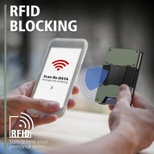 Minimalist Slim Aluminum <b>Wallet</b> with Money Strap RFID Blocking Credit <b>Card</b> <b>Holder</b> Metal Low MOQ - Product Image 2