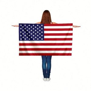Poncho à capuche en polyester écologique avec drapeau américain pour les fans de sport, costume patriotique pour la fête du 4 juillet - Product Image 1