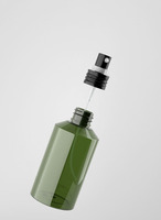 Flacon de lotion tonique cosmétique en PET vert de 200 ml avec épaule inclinée et pompe pulvérisatrice, impression UV/sérigraphie du logo