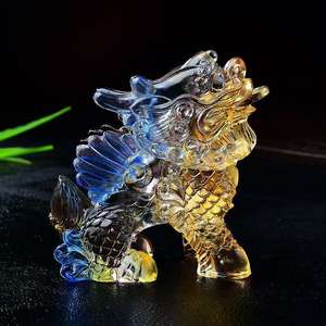 รูปปั้น Qilin เคลือบสำหรับตกแต่งโต๊ะกาแฟในสำนักงานงานหัตถกรรมสำหรับโถงทางเข้างานฝีมือคริสตัลอื่นๆ - Product Image 3