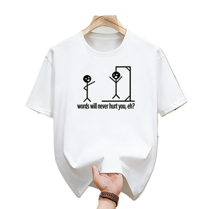 T-shirt con scritta 'Hangman Game Words Will Never <span class=keywords><strong>Hurt</strong></span> You', umorismo nero, personaggio a stick figure, sarcastico - Product Image 4