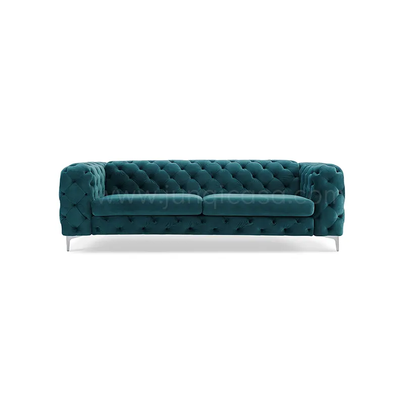 High Quality Italian Sofas Home Furniture Chesterfield Sofa Set Design Green Color Fabric Sofas