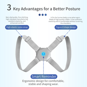 Correcteur de posture intelligent réglable en ABS, batterie lithium 400 mAh rechargeable par USB, support dorsal, logo personnalisé OEM PAKISS - Product Image 2