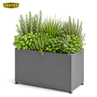 Grand bac à plantes surélevé d'extérieur, jardinière commerciale résistante aux intempéries, rectangulaire, avec revêtement en poudre, pour projet hôtelier