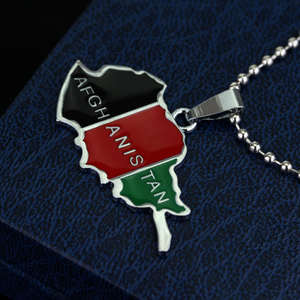 シルバー子供用アフガンクチネックレスカントリーフラッグペンダント亜鉛合金ダイヤモンドアクセント流行ジュエリー - Product Image 5