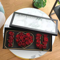 Neues Design Benutzer definierter Luxus strauß Ich liebe Mutter Blumen Geschenk boxen Rechteck Schokolade und Blumen kasten für Muttertag