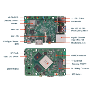 Radxa ROCK 4B RK3399, CPU 6 cœurs SBC, HDMI avec sortie 4K, WiFi 5, Gigabit Ethernet et PCIe 2.1, Ordinateur monocarte - Product Image 2