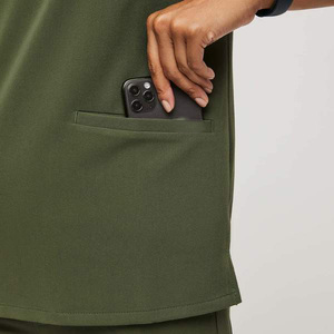 Antiarrugas <span class=keywords><strong>Casma</strong></span> Dark Olive Twill Mujeres Doctor Hospital Uniforme Scrub Top - Product Image 4