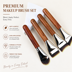 Nouvelle brosse à fond de teint disponible en différentes formes, telles que plate, droite et en forme de croissant, conçues pour s'adapter aux contours de votre visage. - Product Image 2
