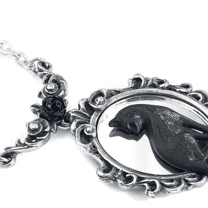 Nouveau produit en vente directe : Collier gothique Felicity, pendentif miroir encadré chat noir, accessoires unisexes - Product Image 4