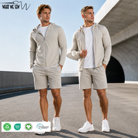 Vêtements de sport personnalisés pour hommes, ensembles de survêtements légers et minimalistes, veste coupe-vent technique à capuche, short, ensemble de jogging deux pièces
