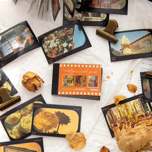 50 fogli/confezione Materiali fai da te con scenari retrò per quaderni di dimensioni ridotte, serie What Time Is IT Over There, adesivi per collage - Product Image 3