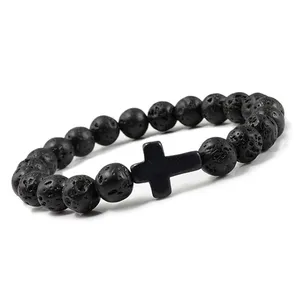 Pulsera <span class=keywords><strong>de</strong></span> cuentas <span class=keywords><strong>de</strong></span> piedra natural ulticolor turquesa, brazalete <span class=keywords><strong>de</strong></span> lava <span class=keywords><strong>rock</strong></span> para aliviar el estrés y yoga - Product Image 6