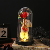 Lampe en plastique à fleurs éternelles, rose artificielle, cadeau créatif, décoration, fête, Saint-Valentin